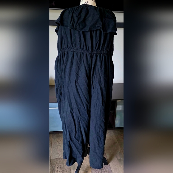 Women's Plus Size 4X Black Capri Jumpsuit with Ruffle Top Detail Off Shoulder - Picture 6 of 12